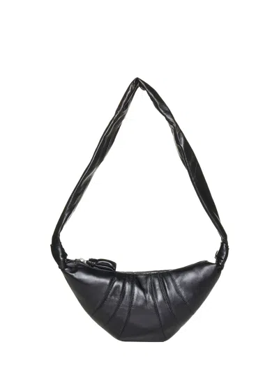 Lemaire Small Croissant Bag In Coated Cotton In Black