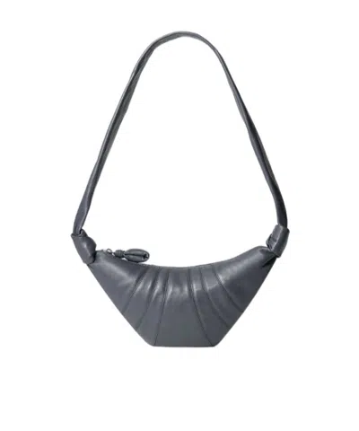 Lemaire Small Croissant Bag In Leather In Gray