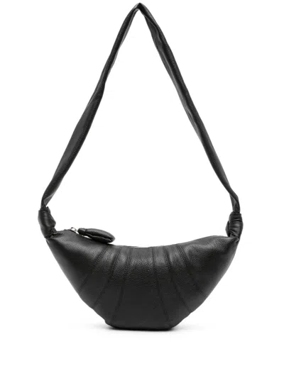 Lemaire Small Croissant Bag Soft Grained Leather In Black