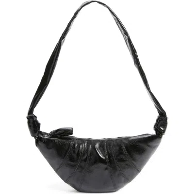 Lemaire Small Croissant Coated Cotton Crossbody Bag In Black