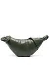 Lemaire Small Croissant Shoulder Bag In Green Leather In Green