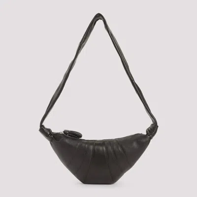 Lemaire Small Croissant Mini Leather Handbag With Shoulder Strap In Brown