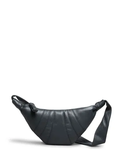 Lemaire Small Croissant Leather Shoulder Bag In Br490 Dark Chocolate