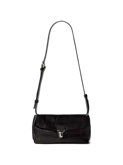 Lemaire Small Gear Croco-embossed Shoulder Bag In Black