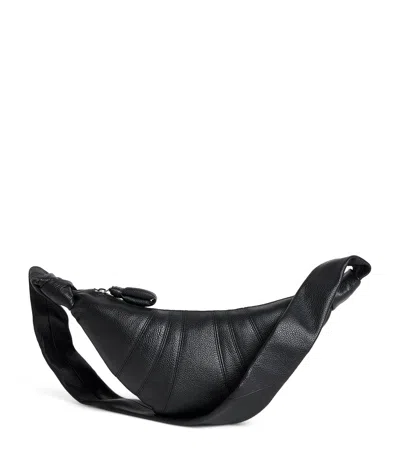 Lemaire Small Grained Leather Croissant Cross-body Bag In Black