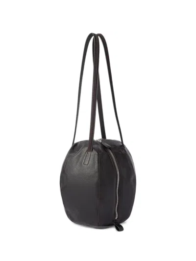 Lemaire Small Helmet Hobo Bag In Grained Paper-lux Leather In Black