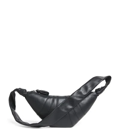 Lemaire Small Leather Croissant Bag In Blue