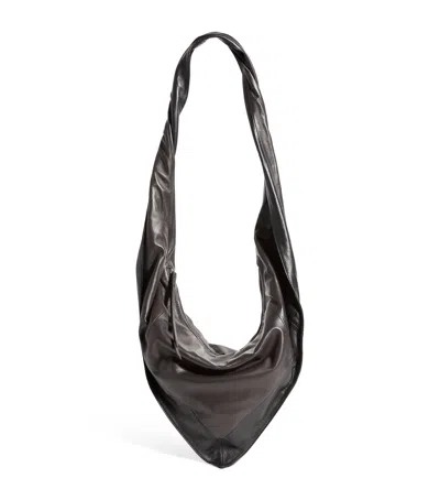 Lemaire Small Leather Scarf Shoulder Bag In Black