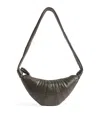 Lemaire Women Dark Brown Nappa Leather Small Croissant Shoulder Bag In Green