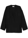 Lemaire Smock Blouse With V-neckline And Chest Pocket In Grey