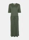 Lemaire Long T-shirt Dress With Belt In Smoky Green