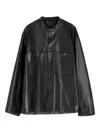 Lemaire Snap-closure Patch-pocket Leather Overshirt In Black