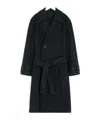 Lemaire Wool And Alpaca Long Coat With Belt In Black