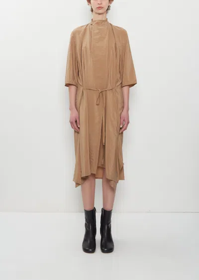 Lemaire Soft Collar Silk Dress In Brown
