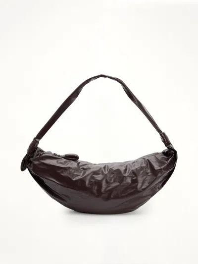 Lemaire Soft Croissant Large Paper Leather Bag In Brown