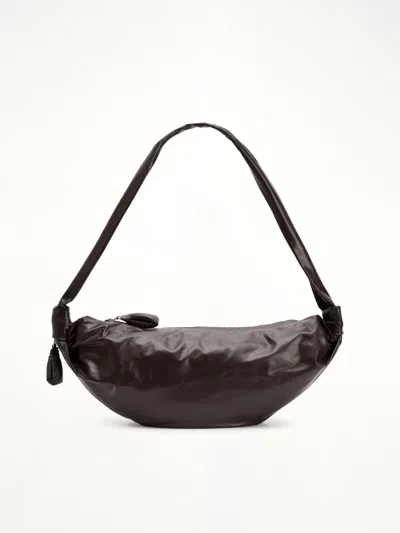 Lemaire Soft Croissant Medium Paper Leather Bag In Brown