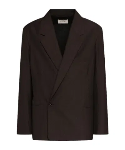 Lemaire Soft Double Breast Jacket In Brown