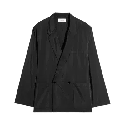Pre-owned Lemaire Soft Double Breasted Jacket In Dry Silk 'black' | Men's Size 48