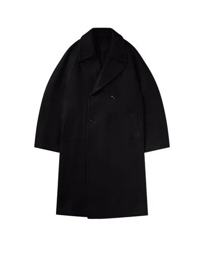 Lemaire Soft Double-breasted Coat In Black