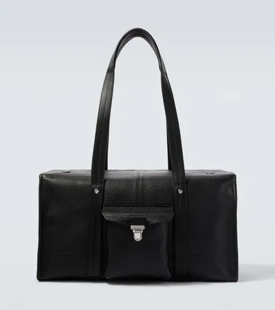 Lemaire Soft Gear Leather Tote Bag In Black