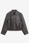 Lemaire Soft Leather Blouson Blouse In Black