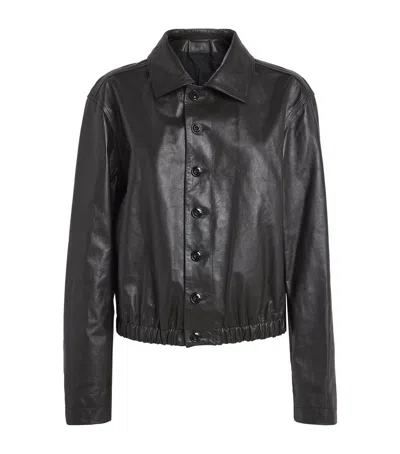 Lemaire Soft Leather Blouson Jacket In Brown