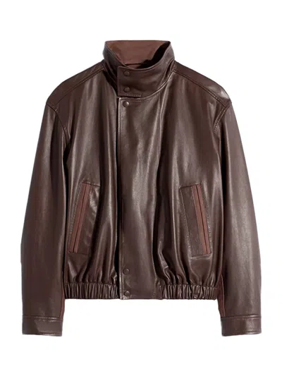 Lemaire Soft Leather Blouson Jacket Chocolate In Brown