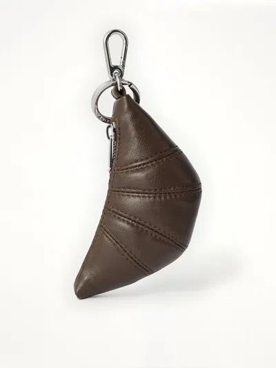 Lemaire Soft Nappa Mini Croissant Keyring In Brown
