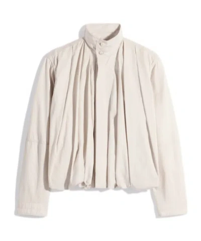 Lemaire Soft Pleated Blouson In Light Cotton Satin In Neutral