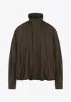 Lemaire Soft Pleated Buttoned Jacket In Brown