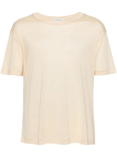 Lemaire Round-neck Silk T-shirt In Yellow & Orange