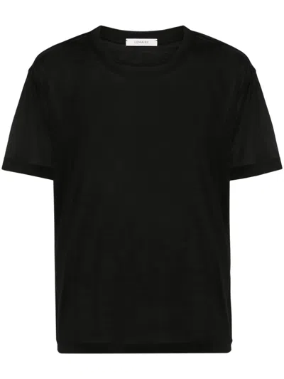 Lemaire Soft Ss T-shirt Men Black  In Silk