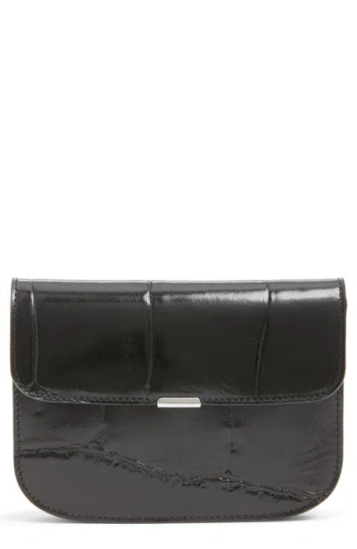 Lemaire Soft Tab Patent Leather Wallet In Brown