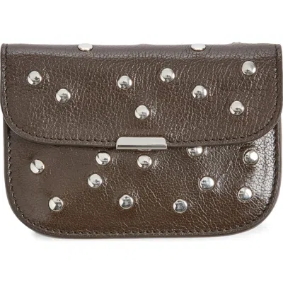 Lemaire Soft Tab Studded Leather Card Holder In Brown