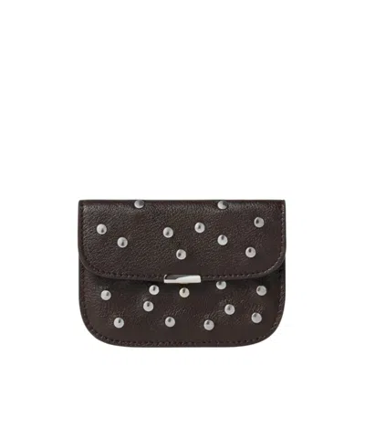 Lemaire Soft Tab Studs Dots Card Holder In Leather In Brown