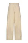 Lemaire Beige Silk Trousers In Creamy White
