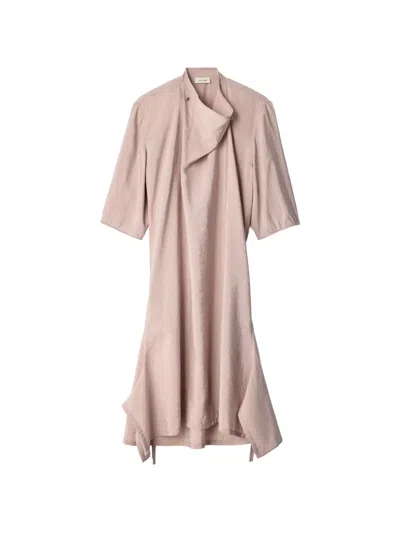 Lemaire Kleid Aus Trockener Seide Mit Weichem Kragen In Purple