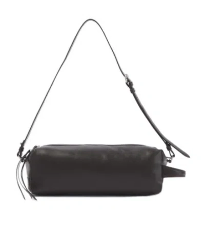 Lemaire Solid Color Leather Shoulder Bag In Black