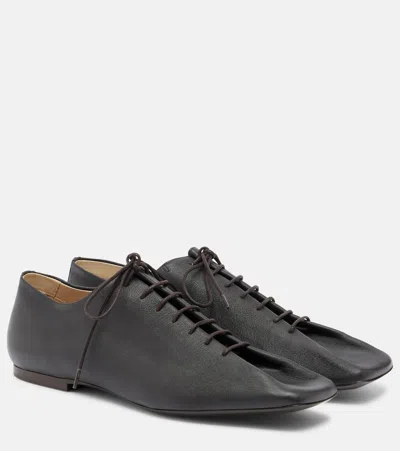 Lemaire Souris Leather Derby Shoes In Brown