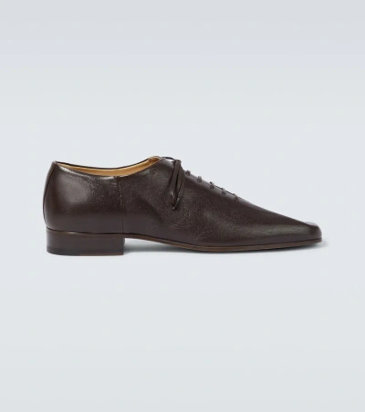 Lemaire Souris Leather Derby Shoes In Mushroom