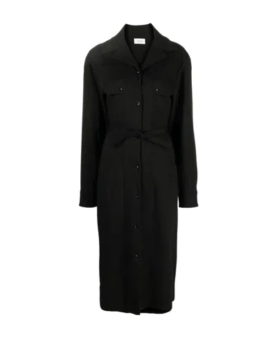 Lemaire Long-sleeve Shirt Dress In Black