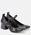 Lemaire Square Ballerina 55 Leather Mary Jane Pumps In Brown
