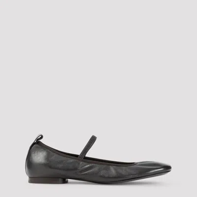 Lemaire Dark Brown Leather Ballet Flats In Dark Brown