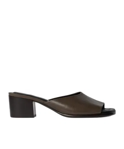 Lemaire Square Heeled Mules 55mm Dark Brown