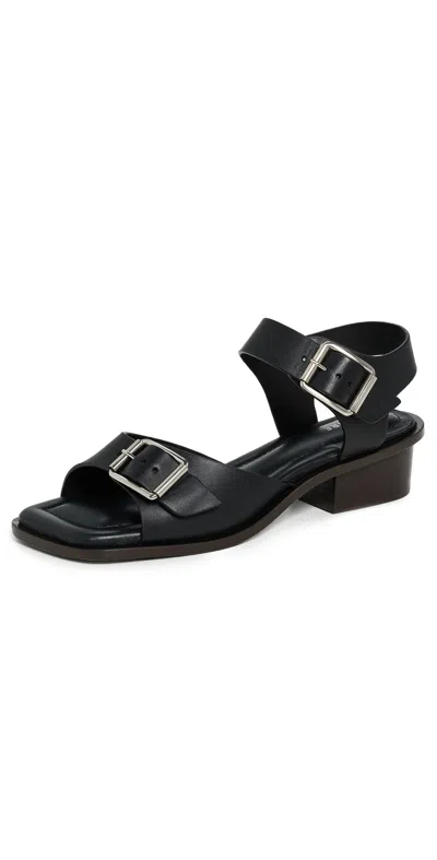 LEMAIRE SQUARE HEELED SANDALS WITH STRAPS BLACK