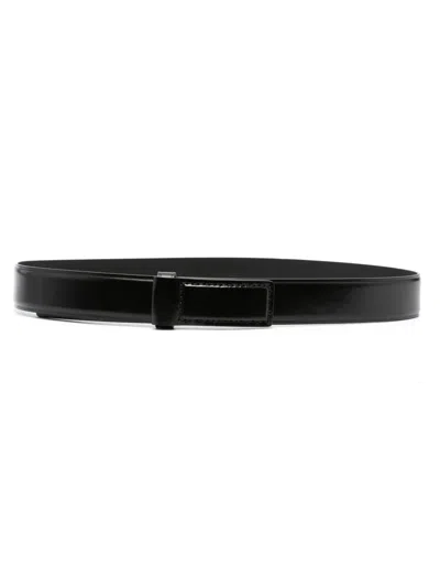 Lemaire Square-tip Leather Belt In Black