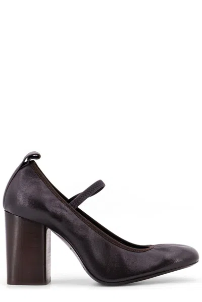 Lemaire Square Toe Ballerinas In Brown
