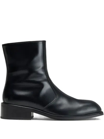 Lemaire Square-toe Boots In Black