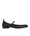 Lemaire Square Flat Leather Mary Jane Flats In Black