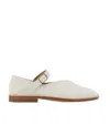 Lemaire Square Toe Ballet Flats Flat Shoes White In Nude